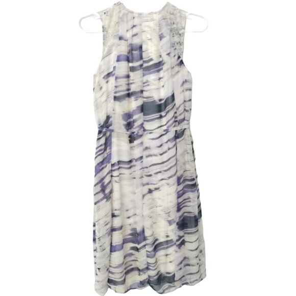 Simply Vera Vera Wang Sleeveless Pleated Dress With Lace Detail & Abstract Print - Picture 2 of 8